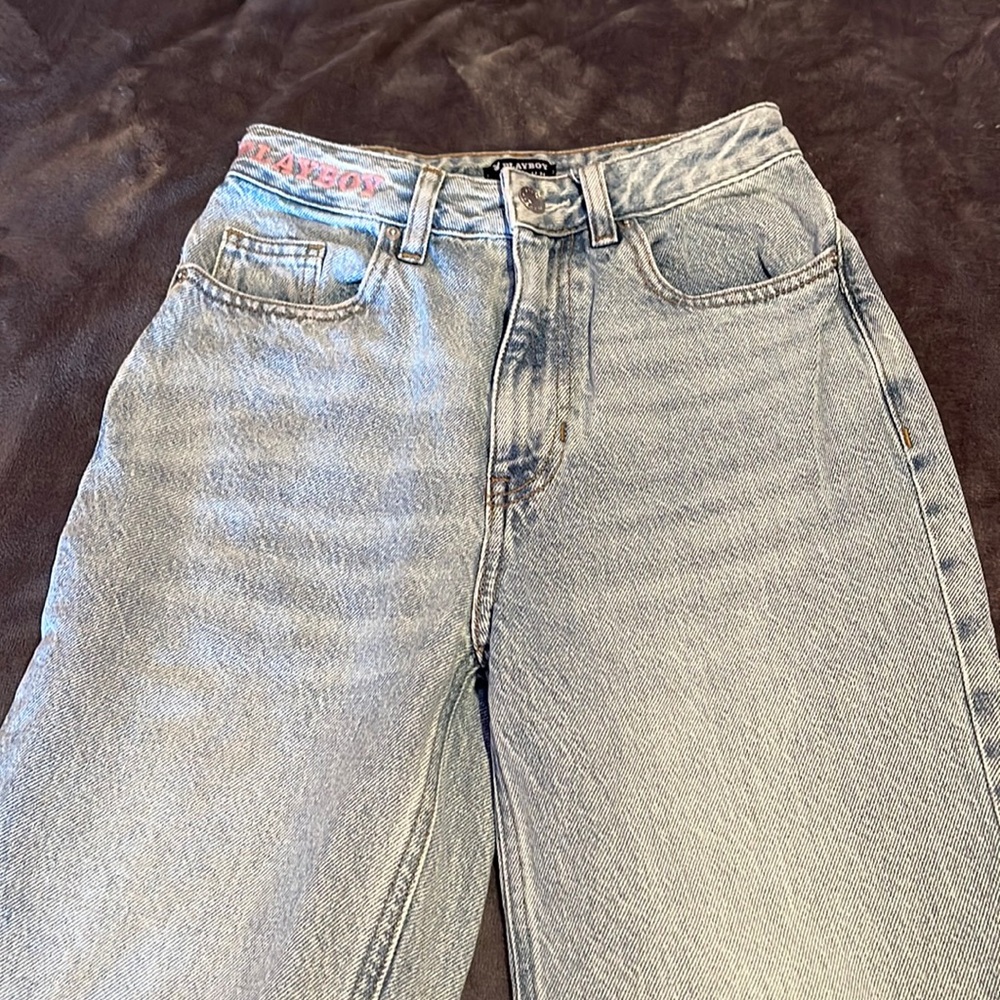 High rise playboy bunny jeans